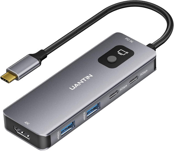 USB C Hub 6 in 1, Multiport Adapter with 4K HDMI, 2 USB-A 3.0, 2 USB-C Data Ports, PD 100W for MacBook