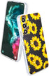 Galaxy S22 Case, Black Sunflower Pattern Cute Floral Soft TPU Back Cover for Samsung Galaxy S22 6.1 Inch