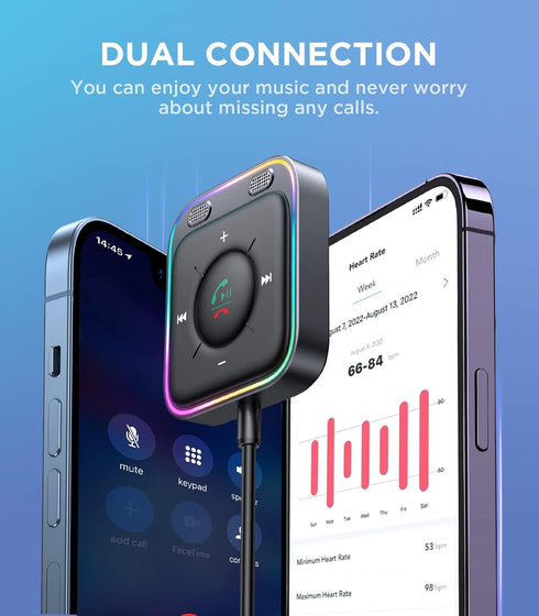 JOYROOM Bluetooth 5.3 Car Adapter - Dual Mics, Noise Cancellation, AUX Bluetooth Kit for Hands-Free Calls