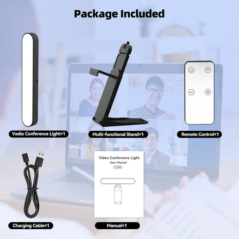 Takerers 3 10 (1-Pack) Video Conference Lighting, Webcam Light with Remote & Touch Control, Color Temperature, Level