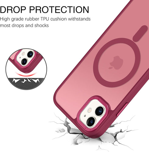 BENTOBEN iPhone 11 Case, Slim Shockproof Magnetic Cover, Translucent Matte, Anti-Fingerprint, Wine Red, Compatible with