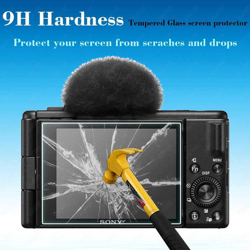 Screen Protector for Sony ZV-1F ZV1F Vlog Camera & Hot Shoe Cover, 0.3mm 9H Hardness Tempered Glass Cover