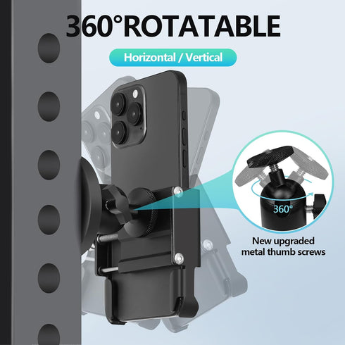 Gym Magnetic Phone Holder, All Metal Magnet Base Mount for Gym Equipment, Compatible with All Smartphones