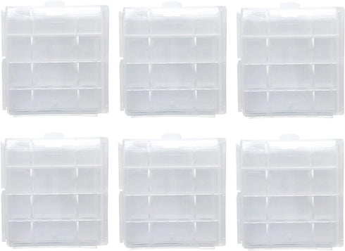 Chadou Battery Storage Case for AA/AAA, Battery Holder Box (6Pack Clear)
