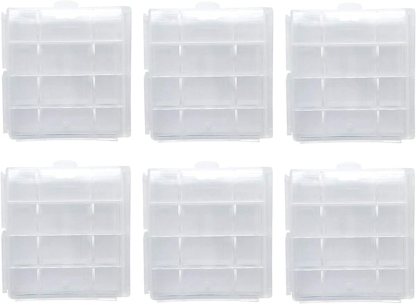 Chadou Battery Storage Case for AA/AAA, Battery Holder Box (6Pack Clear)