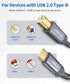 10ft JSAUX USB C to USB B Printer Cable - Nylon Braided, Compatible with MacBook Pro, HP, Epson, Canon, Brother
