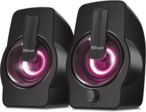 Trust 2.0 12 Gemi RGB LED PC Speakers for Computer and Laptop, W, USB Powered, Illuminated - Black