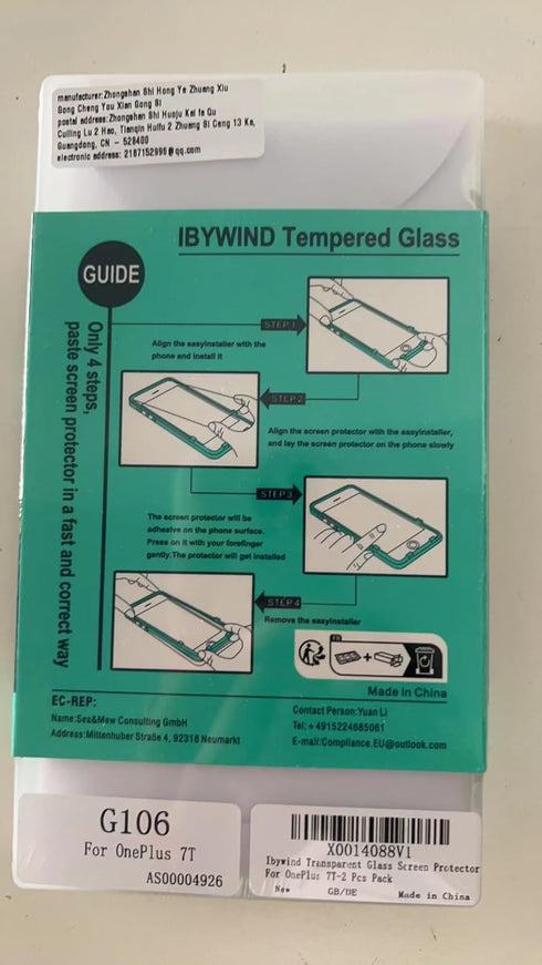 Ibywind Screen Protector for OnePlus 7T with 2Pcs Tempered Glass & 1Pc Camera Lens Protector, Easy Install