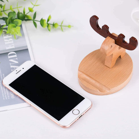 Pokanic Cell Phone Tablet Wood Stand Dock Holder Cradle Mount Organizer Charger Station NightStand Table Desk Room