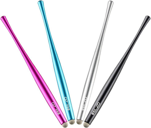 Elzo Premium Metal Slim Capacitive Stylus Pens Combo 4 Pcs Tips for All Touch Screens, Black, Silver, Light Blue & Rose
