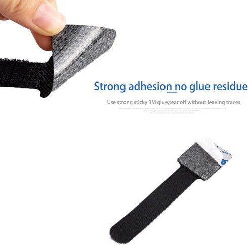 20Pcs 3M Adhesive Wire Organizer Cord Organizers Adjustable Hook and Loop Cable Clips Adjustable Cable Ties Cord Wrappers Keeper Cord Holder Straps for Kitchen, Office Desk Management (Black+White).