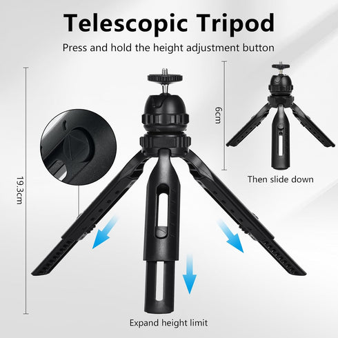 Heliora 4 Multifunctional Smartphone Video Kit, with Universal Phone Desktop Tripod with Dual Phone Holders and Cold