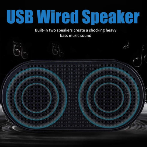 Mini USB Wired Speaker, Dual Speaker with Integrated Power Supply & Heavy Bass for PCs and Laptops