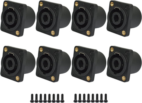 speakon Connector, Speaker Jack Twist Lock 4 Pole Square, Compatible with Speakon NL4MP, NL4MPR, NL4FC (8 Packs Black)