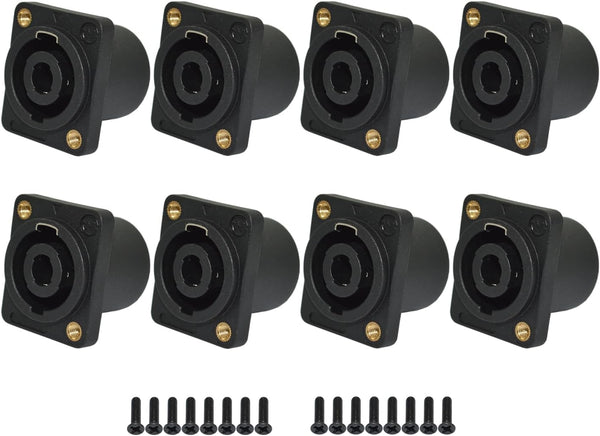 speakon Connector, Speaker Jack Twist Lock 4 Pole Square, Compatible with Speakon NL4MP, NL4MPR, NL4FC (8 Packs Black)