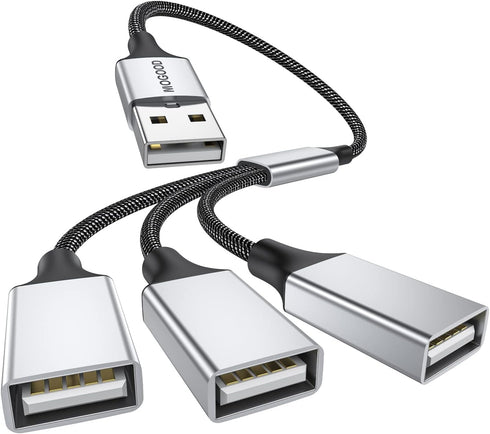 Portable 3 in 1 USB Splitter Cable, USB 2.0 Hub for Charging & Data Transfer, Compatible with Laptop & Mac.