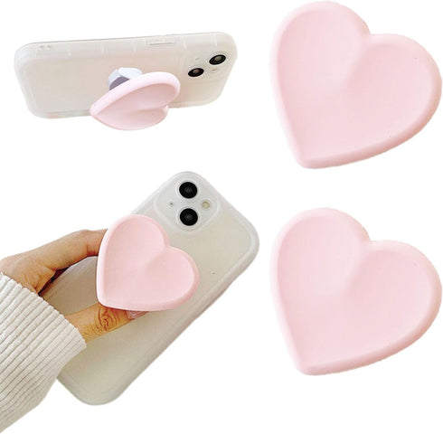 Vilbocr 2PCS Heart-Shaped Silicone Mobile Phone Grip Stand, Collapsible Cellphone Finger Grip Holder