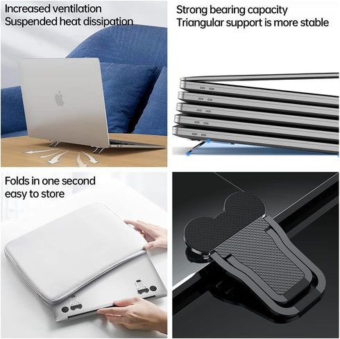 Keyboard Stand 2PCS, Portable Invisible Laptop Stand with 2 Adjustable Angles for Mini Aluminum Cooling Pad (Black)