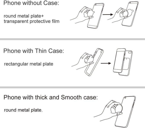 SALEX Magnetic Phone Mount 4 Pack, Black Flat Cell Phone Holder for Car Dashboard, Wall, Truck