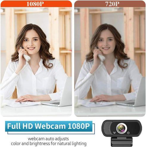 HZQDLN 1080P Webcam with Microphone, HD Webcam Web Camera with Tripod Stand, Widescreen USB Computer Camera, Streaming