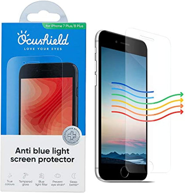 Ocushield Anti Blue Light Tempered Glass Screen Protector for iPhone 7 Plus | iPhone 8 Plus, Protect Your Eyes