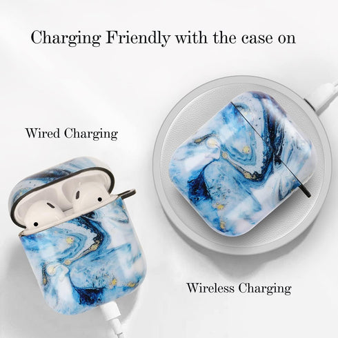 Marble Soft Earphone Case for AirPods, Full Protective TPU Cover Compatible with AirPods 1&2, ZPYOU - Blue Sky