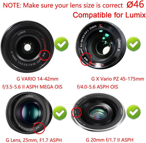 46mm Lens Cap Compatible for Nikon Z50 kit NIKKOR Z DX 16-50mm Lens, Panasonic Lumix G9 G7 kit Lumix G Vario 14-42mm