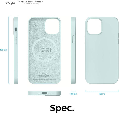 elago Magnetic Silicone Case for iPhone 12 & iPhone 12 Pro, 6.1 inch, Built-in MagSafe Accessories, Mint Color