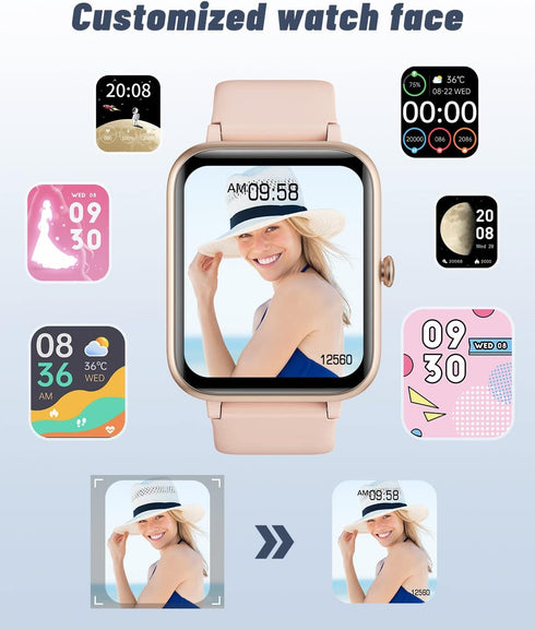 GRV Smart Watch for iOS and Android Phones (Answer/Make Calls), IP68 Waterproof Fitness Tracker Watch