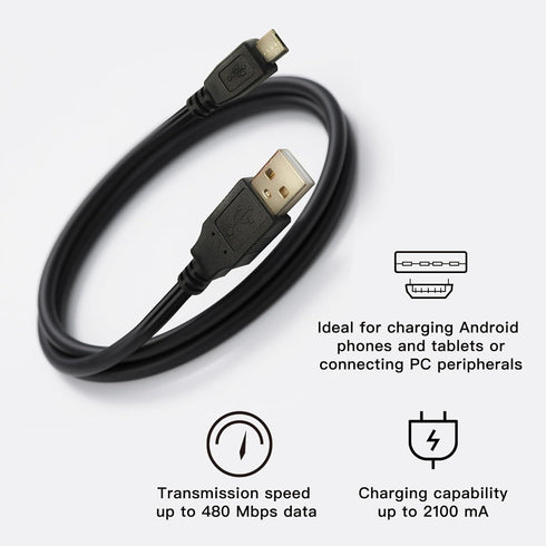 HTDYOO 480Mbps, 2.0 USB-A to Micro USB Cable, with a Data Transfer Rate of Micro USB Charger, USB an Inner Shielding