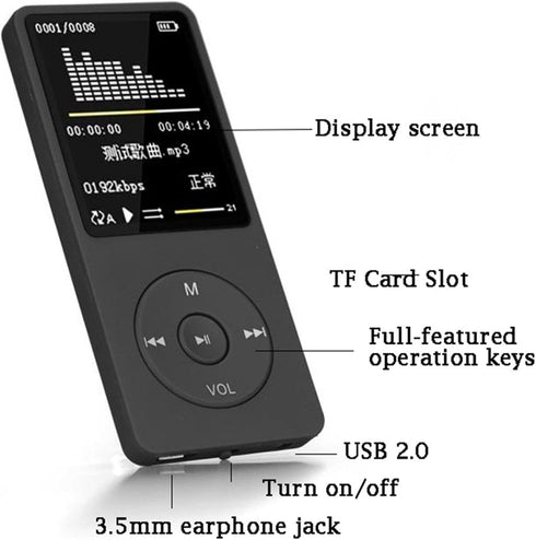 Generic MP3 MP3 Commuting, Players with USB Cable and Headphone, Mini Player with Small LED Screen, Portable Music