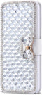 Omio Wallet Case for Galaxy Note 10 Plus, Luxury Bling Diamond Card Holder with Stand Feature (White)