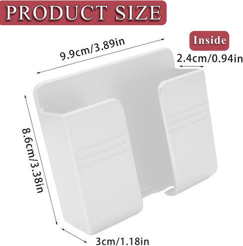 2PCS Wall Mount Phone Holder Adhesive, Cell Phone Holder with Data Cable Receiving Hole, Remote Control Holder for