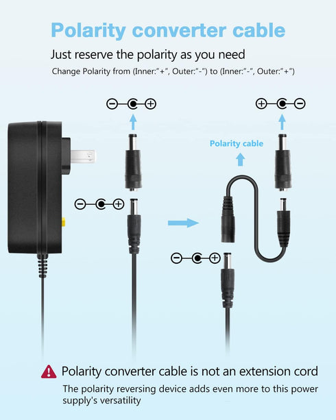 Aclorol Universal Power Adapter 30W, Adjustable 12V 9V 7.5V 6V 5V 4.5V 3V AC/DC Converter with 14 Tips