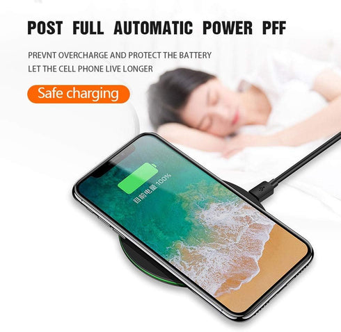 Wireless Charger Ultra Slim 10W Fast Wireless Charging Station, Black Qi-Certified, Compatible with Smart Phones and