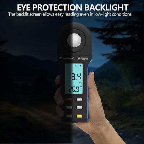HoldPeak Illuminance Light Meter with Bluetooth, Digital Lux Foot Candles Meter, Lumen Meter for Plants, Home & Office