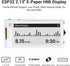 IoTeikXgo 2.13 Inch ESP32-S3 122 250 E-Ink Display with Development Board, Black/White E-Paper Display with x