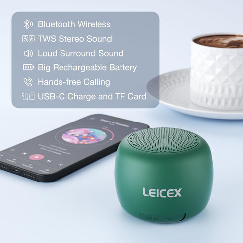 Small Portable Bluetooth Speaker, Mini Wireless Speaker with HiFi Stereo Sound, Waterproof Travel Speaker with Big
