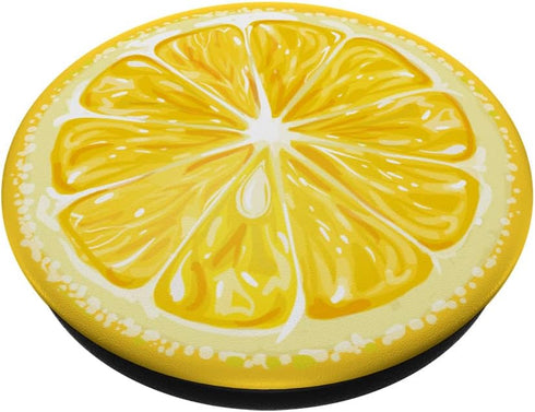 Yellow Lemon Pattern slice for boys girls lemon print black PopSockets Standard PopGrip