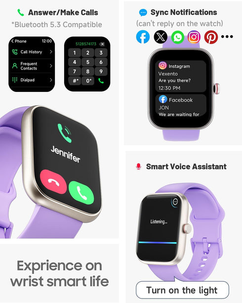 Smart Watch for Women with Alexa, 1.91" HD Screen, IP68 Waterproof, 100 Sports Modes, Heart Rate Monitor
