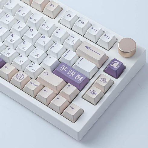 Tsungup PBT Keycaps, 142 Keys Cherry Profile Dye Sublimation Taro Crisp Customized Keycaps for ANSI Layout MX Switches