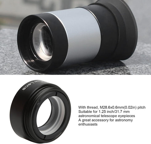 Extra Objective Lens, Clear Optical Glass 5X Microscope Camera Lens for Astronomy Lovers
