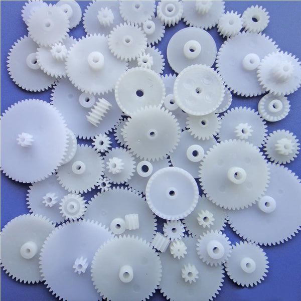 VBezbojny 58PCS Module 0.5 Plastic Gear Set Single Double Reduction Motor Gear for