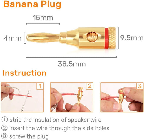 Kalevel 2pcs Speaker Box Terminal Cup Square with 2 Pair Banana Plugs, Screw Type Binding Post for 2-Way DIY Home Car