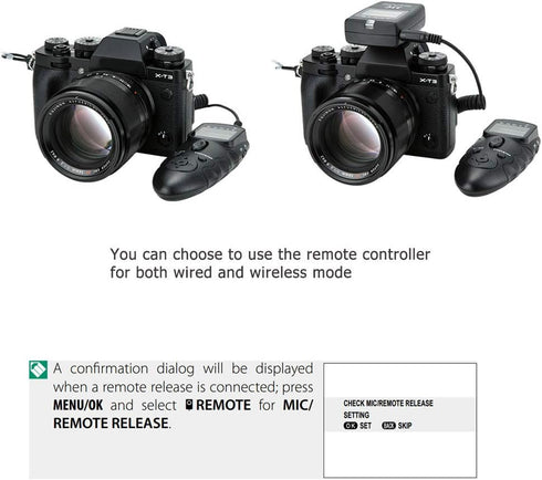 JJC Wireless Intervalometer Timer Remote Control Shutter Release for Fuji Fujifilm X-T5, X-T4, X-T3, X-T30, X-T20
