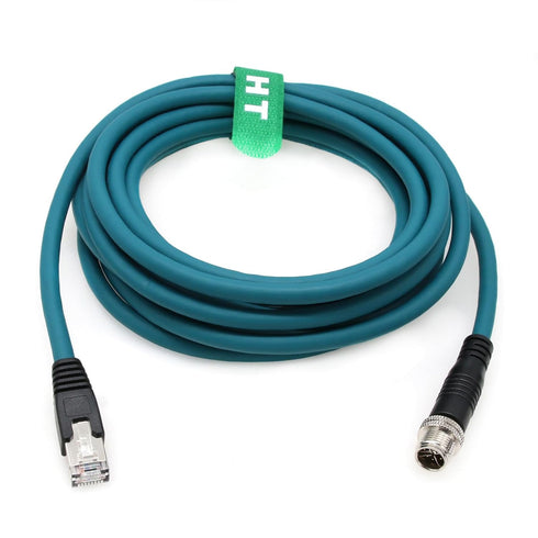M12 Ethernet 8 Pin X-Code RJ45 CAT-7e GigE Cable for Basler Cognex