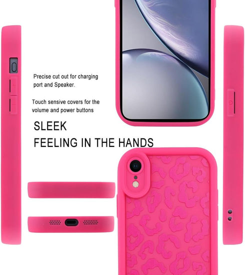 MOWIME Cheetah Print Shockproof Case for iPhone XR 6.1 Inch, Slim Anti Scratch Leopard Case for Women Girls, Hot Pink