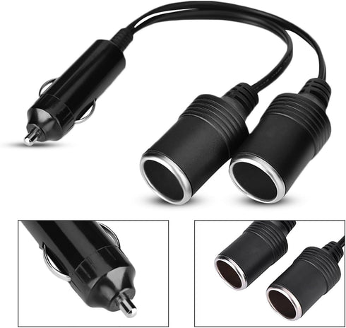 Dual Double Socket 12v Car Cigarette Lighter Adapter, Car Cigarette Lighter Splitter 12v 24v Charger Plug Male to 2-Way