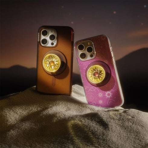 PopSockets Elegant Phone Grip for MagSafe - Gold Enamel Sun Jewel Mauve