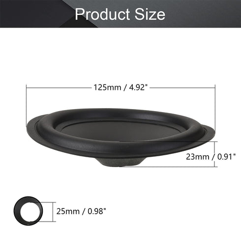 Fielect 5 inches Paper Speaker Cone Subwoofer Cones, 1 inch Inner Diameter with Rubber Surround, 2Pcs